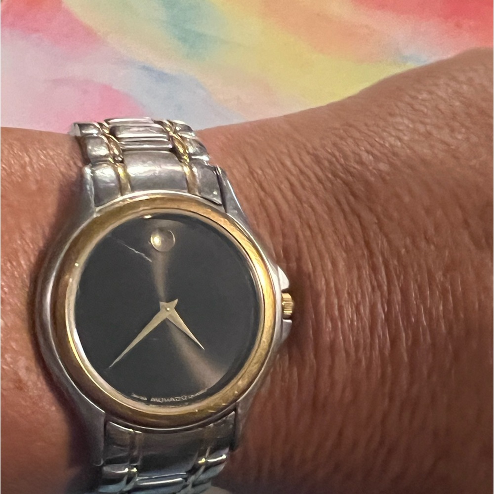 Movado Two-Tone Gold & Silver Watch & Black Dial